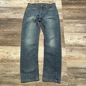 502 Levi's Faded Mid Wash Blue Womens 29" Red Tab Levi's Worn In Taper Fit Jeans